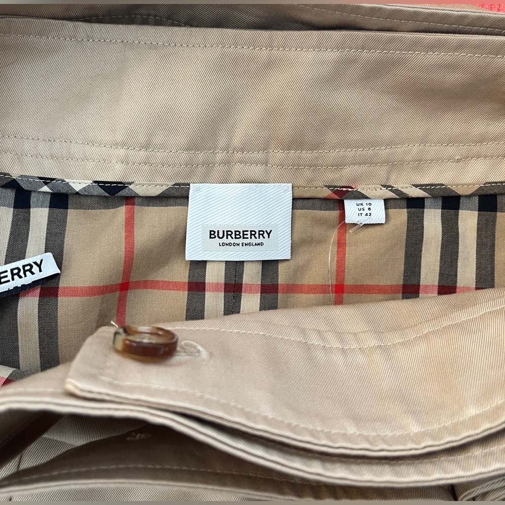 NWT Burberry Gabardine Trench Cotton Mini Skirt Size US 8 - Picture 9 of 9